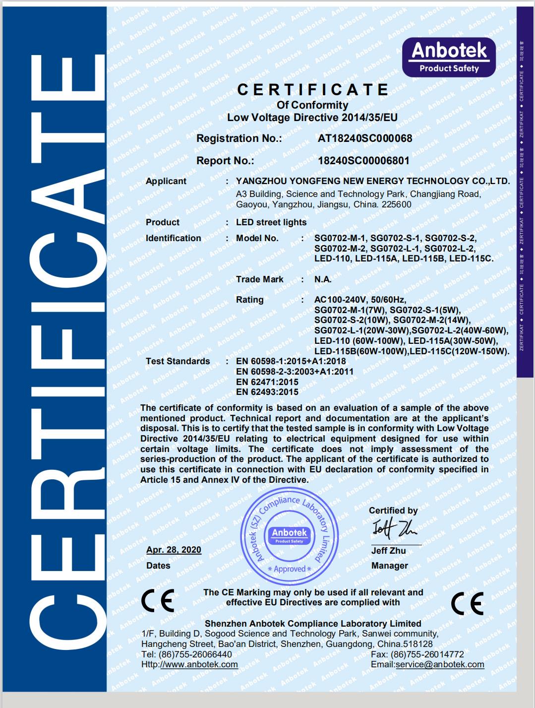 CE for AC Power LED-LVD