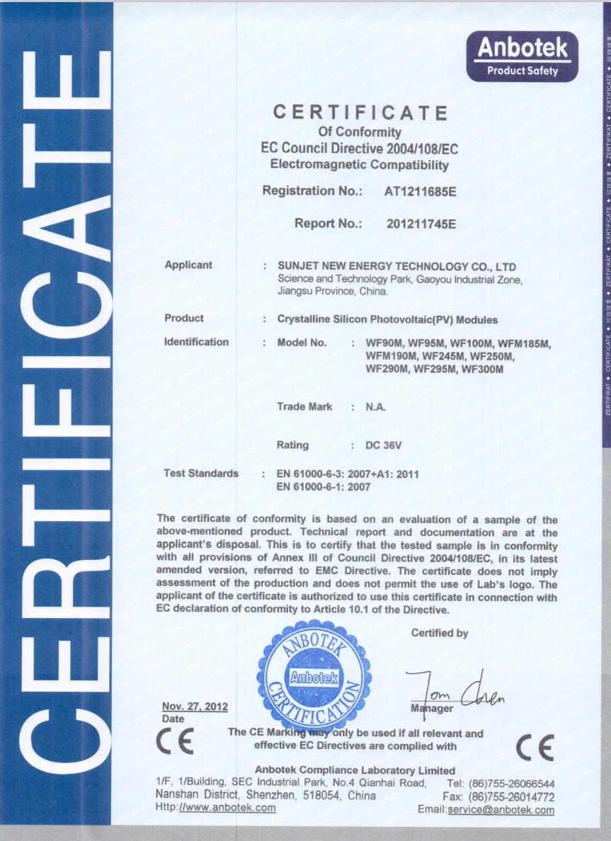 CE for Solar Panel- EMC