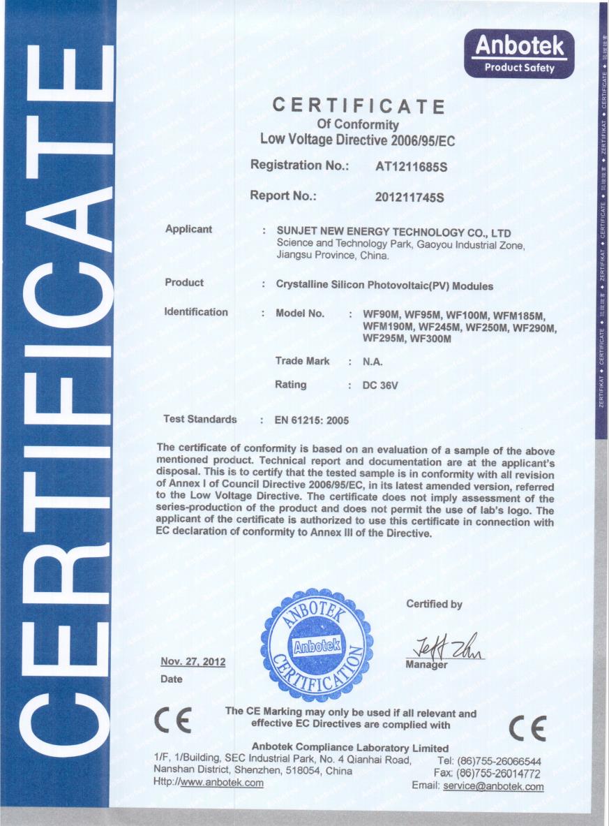 CE for Solar Panel - LVD